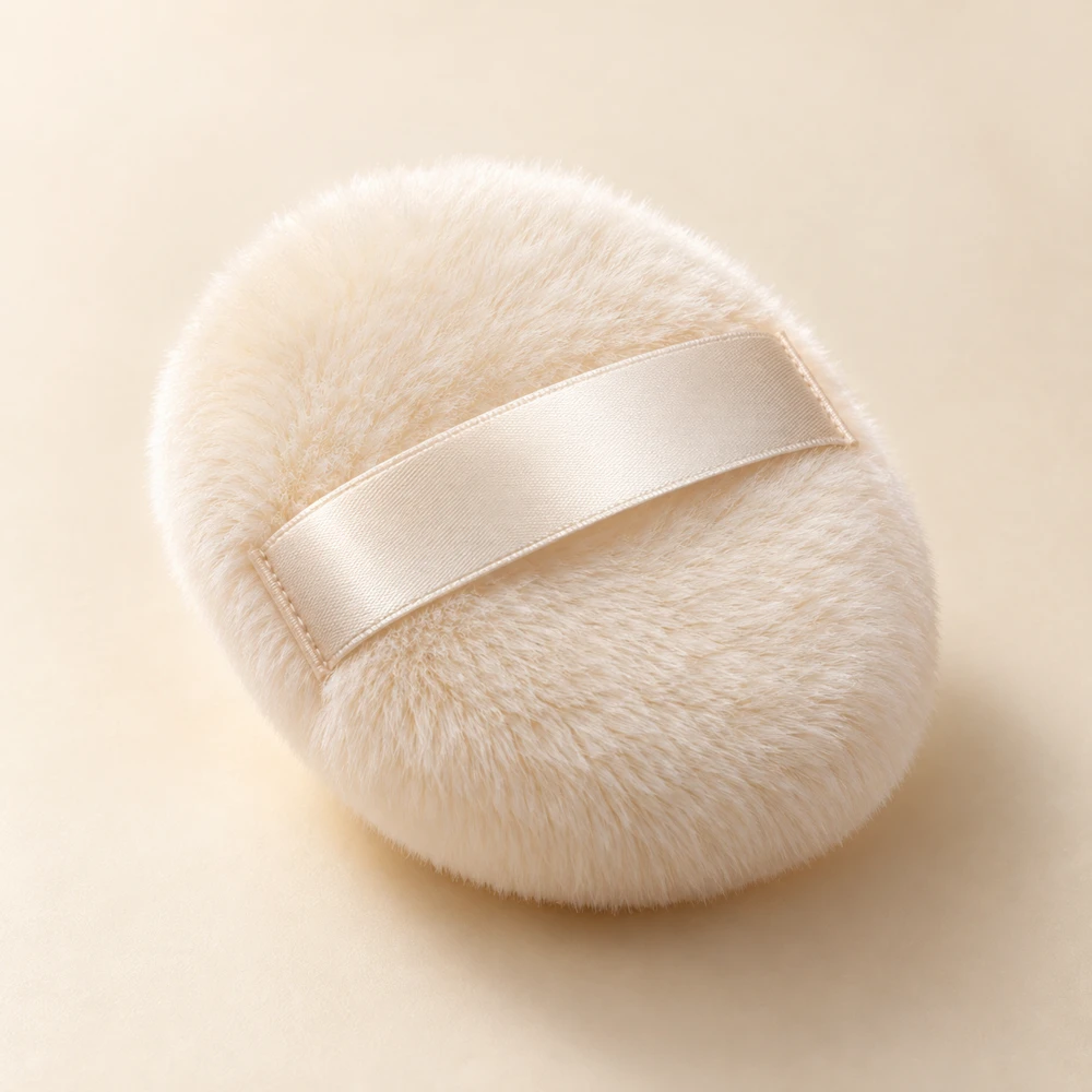 Ivory Oval Powder Puff in Ivory