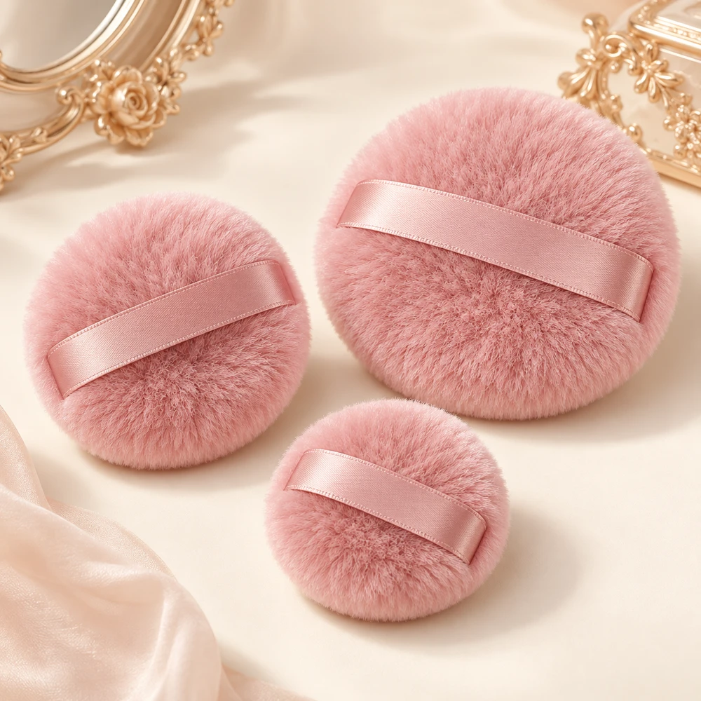 Rose Ribbon Puff Trio in Rose pink